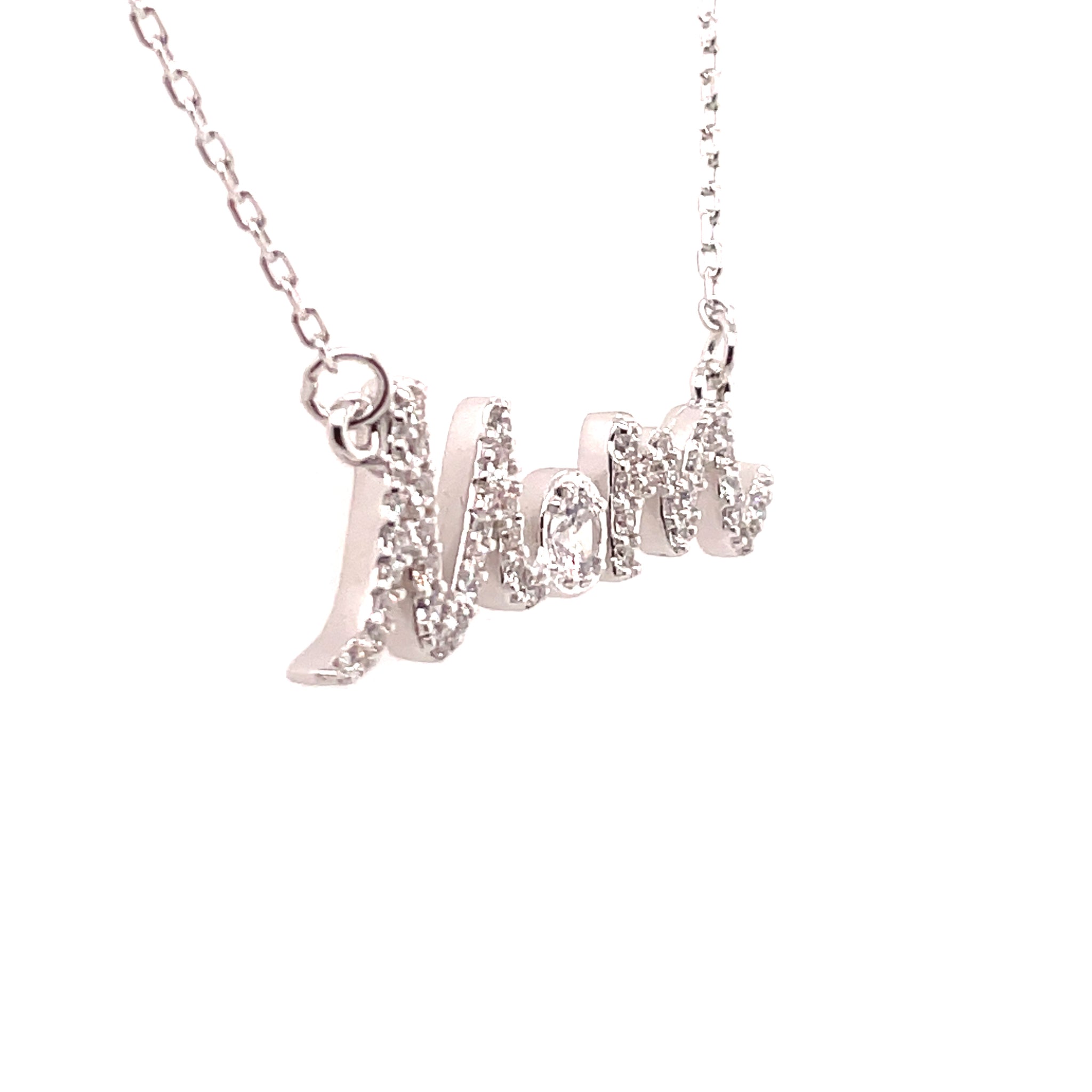 Sterling Silver CZ Mom Pendant – Constantine Creations Sterling Silver CZ Mom Pendant – Constantine Creations